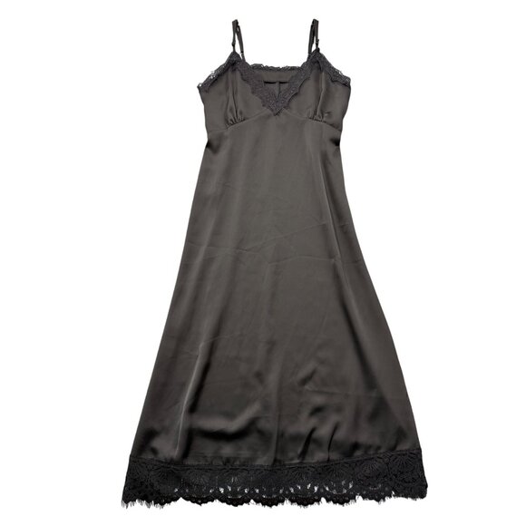 Dazy Black Slip Dress Midi Satin Lace Y2K Whimsigoth Romantic Fairy Grunge Sz XL - Picture 2 of 10